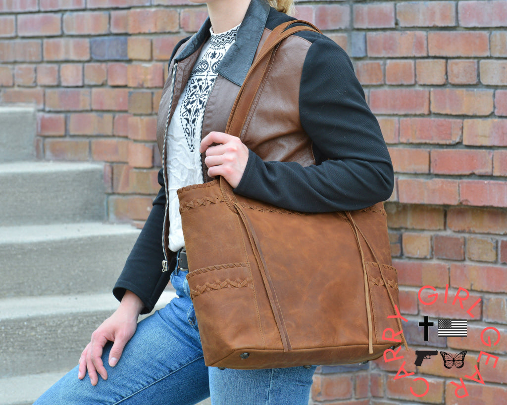 Concealed Carry Kendall Leather Tote By Lady Conceal Totes