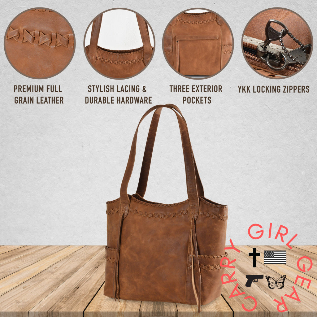 Concealed Carry Kendall Leather Tote By Lady Conceal Totes