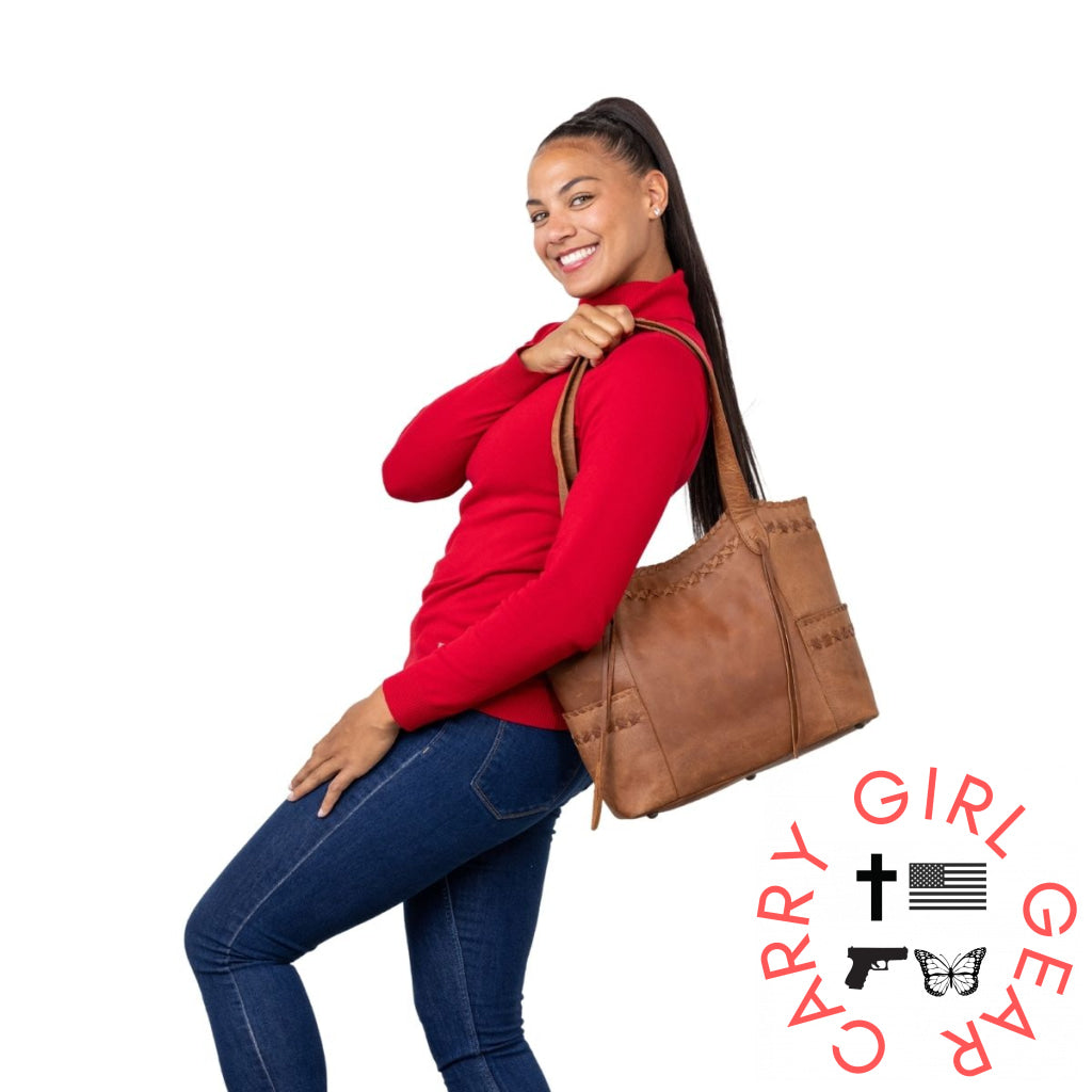Concealed Carry Kendall Leather Tote By Lady Conceal Totes