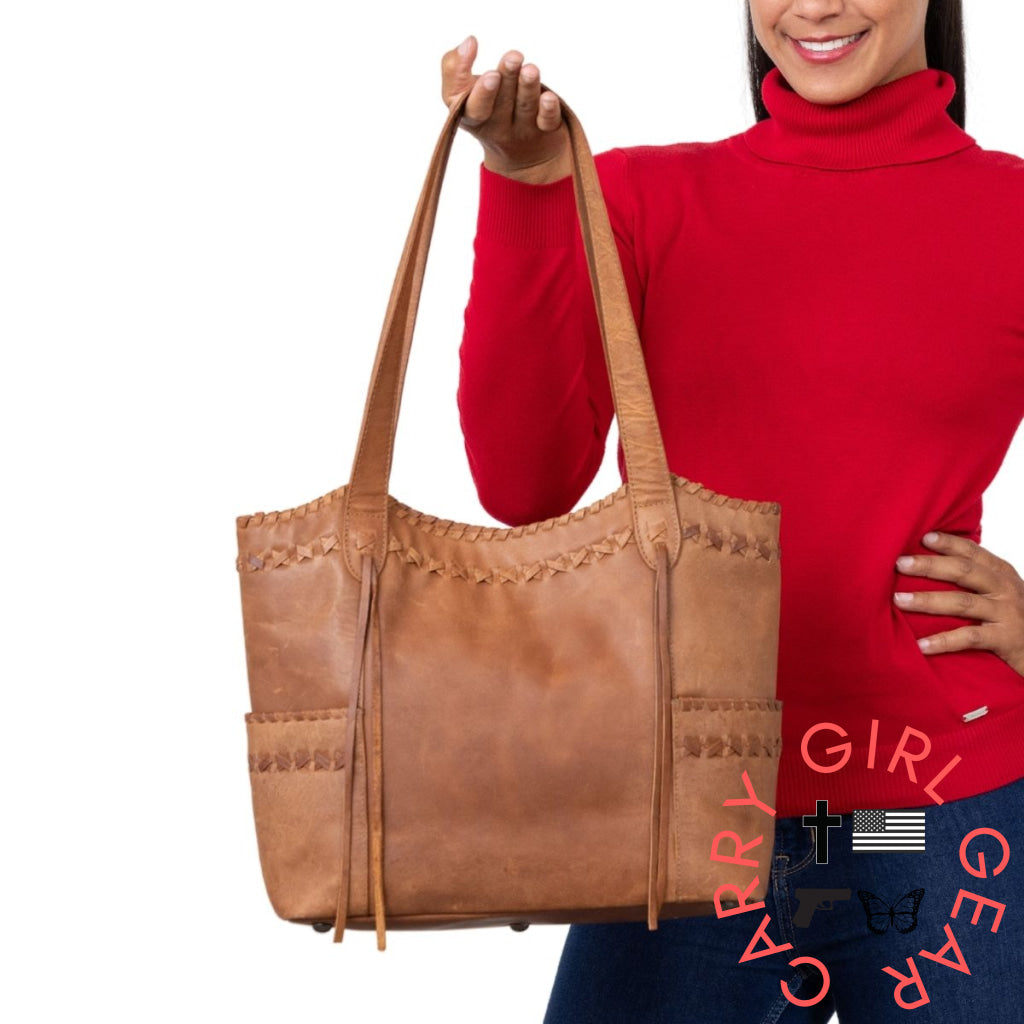 Concealed Carry Kendall Leather Tote By Lady Conceal Totes