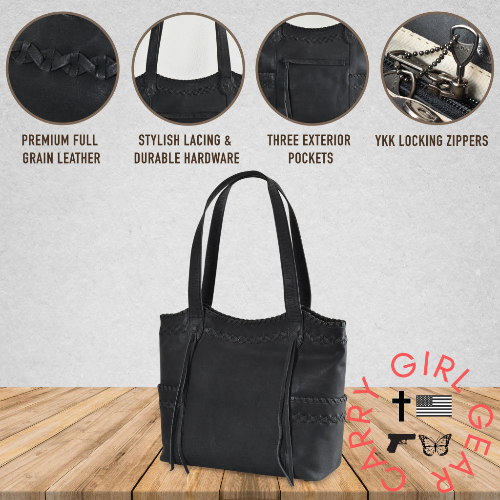 Concealed Carry Kendall Leather Tote By Lady Conceal Totes