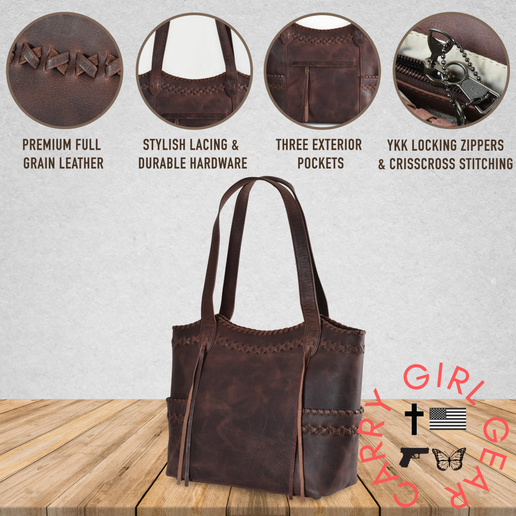 Concealed Carry Kendall Leather Tote By Lady Conceal Totes