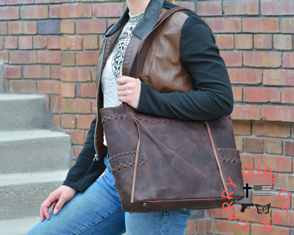 Concealed Carry Kendall Leather Tote By Lady Conceal Totes