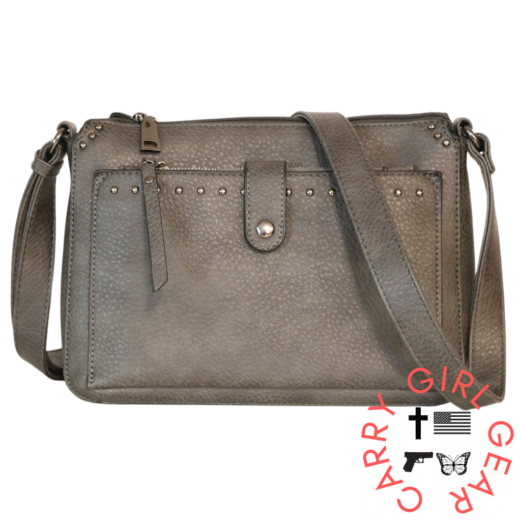 Concealed Carry Kinsley Crossbody With Rfid Slim Wallet By Lady Conceal Gray Bags