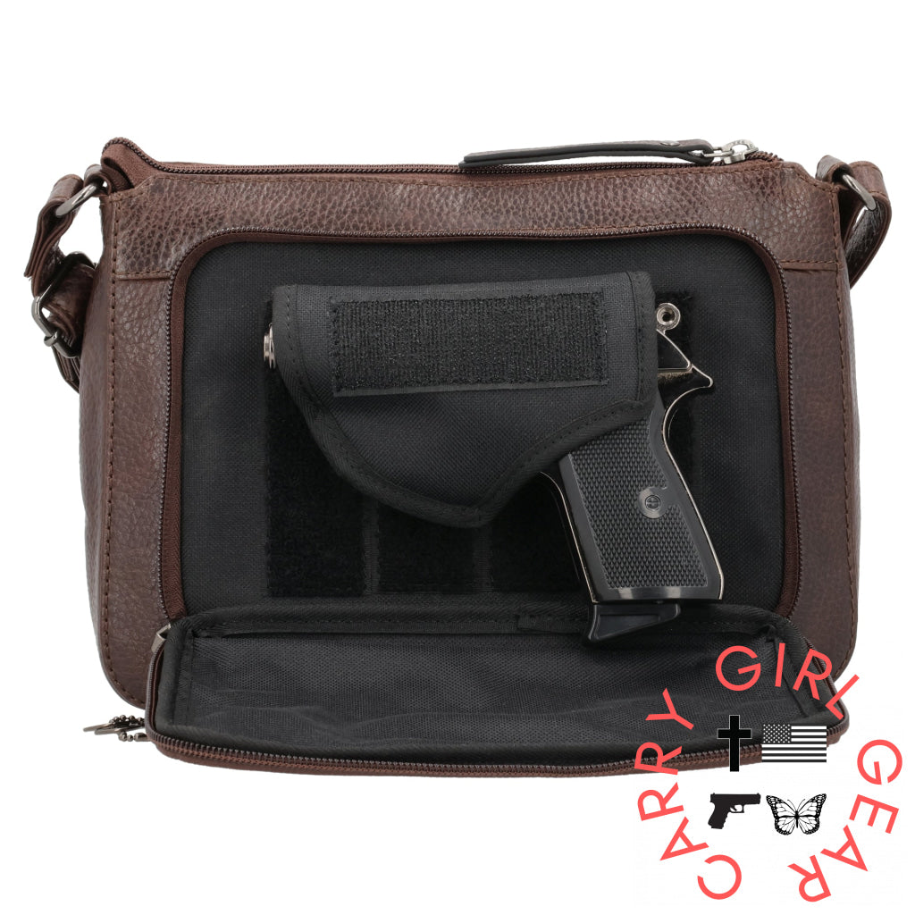 Concealed Carry Leah Buffalo Leather Crossbody W/Wallet By Lady Conceal