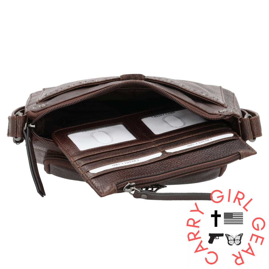 Concealed Carry Leah Buffalo Leather Crossbody W/Wallet By Lady Conceal