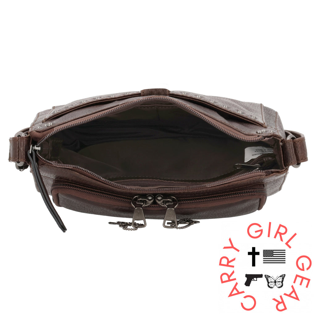 Concealed Carry Leah Buffalo Leather Crossbody W/Wallet By Lady Conceal