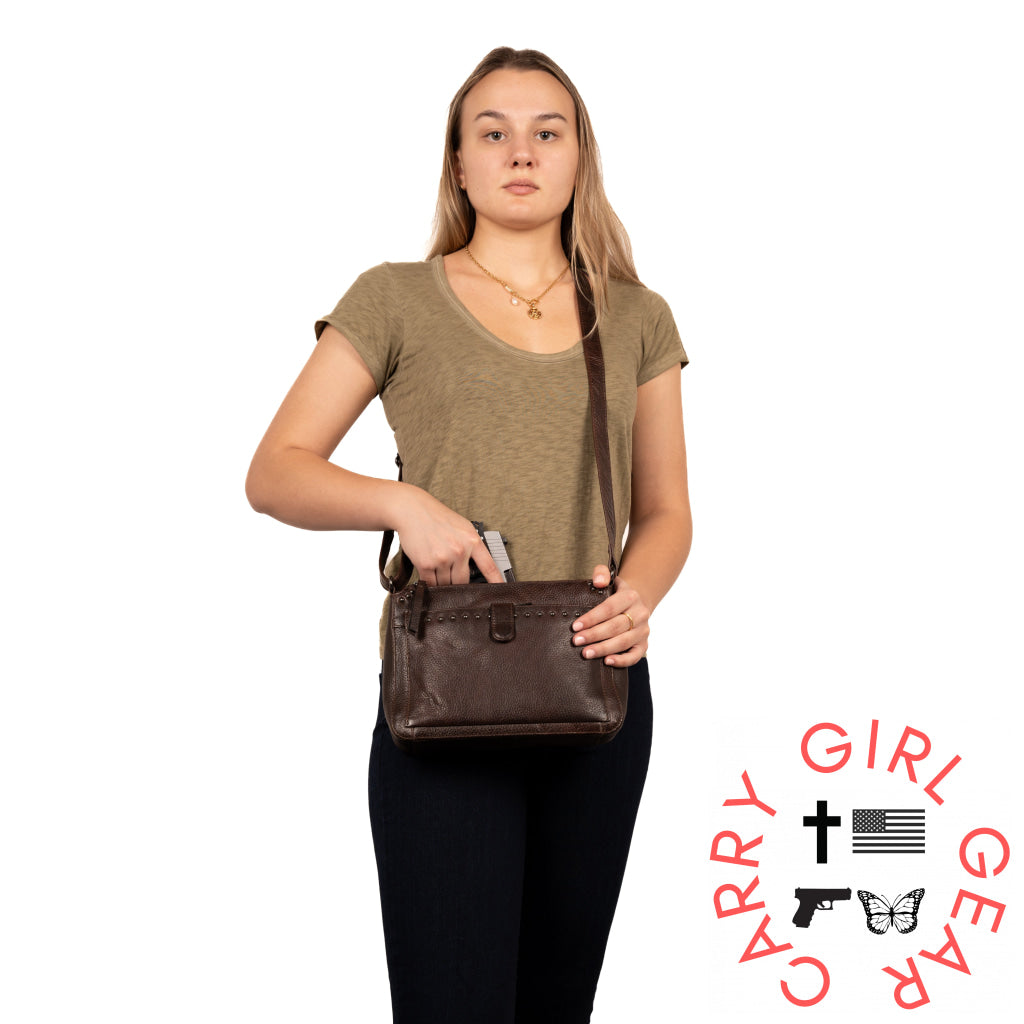 Concealed Carry Leah Buffalo Leather Crossbody W/Wallet By Lady Conceal