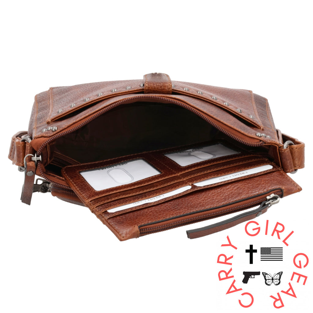 Concealed Carry Leah Buffalo Leather Crossbody W/Wallet By Lady Conceal
