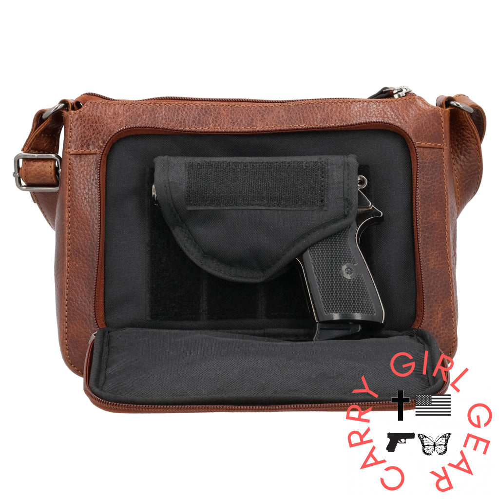 Concealed Carry Leah Buffalo Leather Crossbody W/Wallet By Lady Conceal