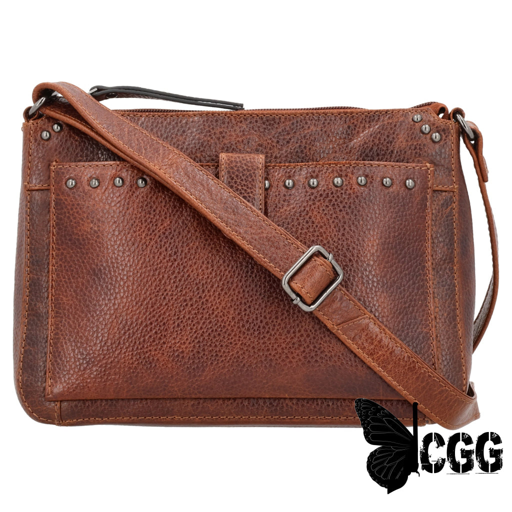 Concealed Carry Leah Buffalo Leather Crossbody W/Wallet By Lady Conceal Cognac