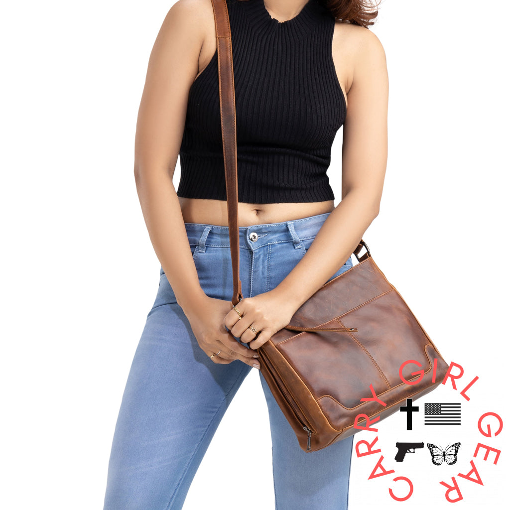 Concealed Carry Lydia Leather Crossbody By Lady Conceal Bags