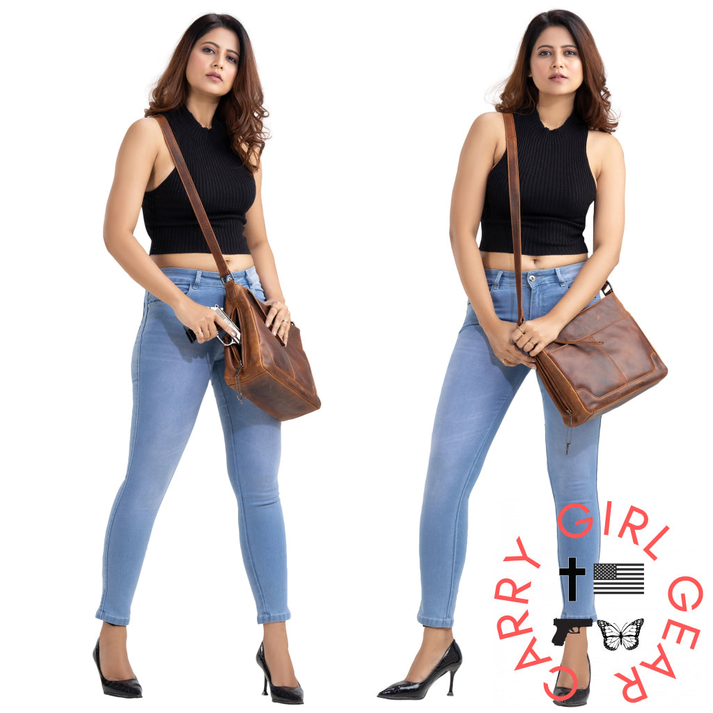 Concealed Carry Lydia Leather Crossbody By Lady Conceal Bags