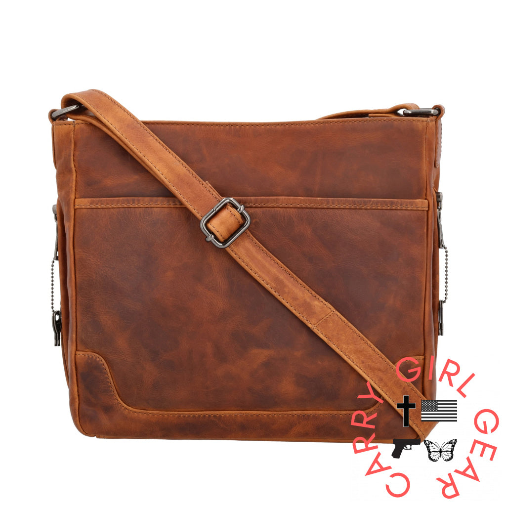 Concealed Carry Lydia Leather Crossbody By Lady Conceal Cognac Bags