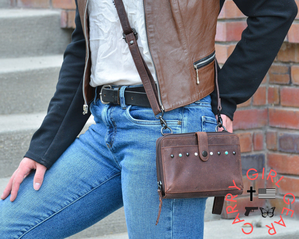 Concealed Carry Millie Leather Crossbody Organizer By Lady Conceal - Small Bags