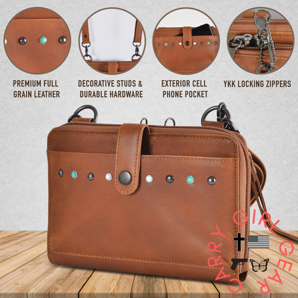 Concealed Carry Millie Leather Crossbody Organizer By Lady Conceal - Small Bags
