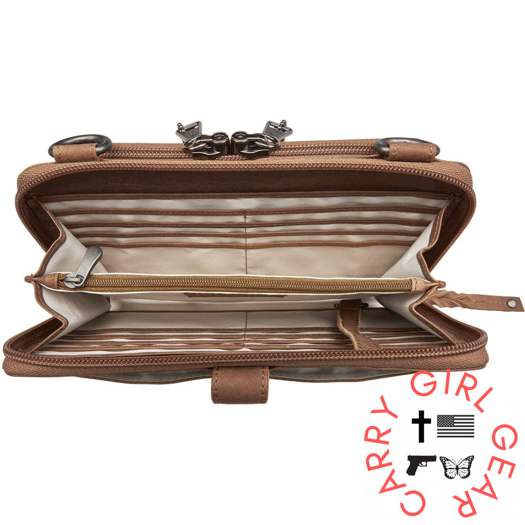 Concealed Carry Millie Leather Crossbody Organizer By Lady Conceal - Small Bags