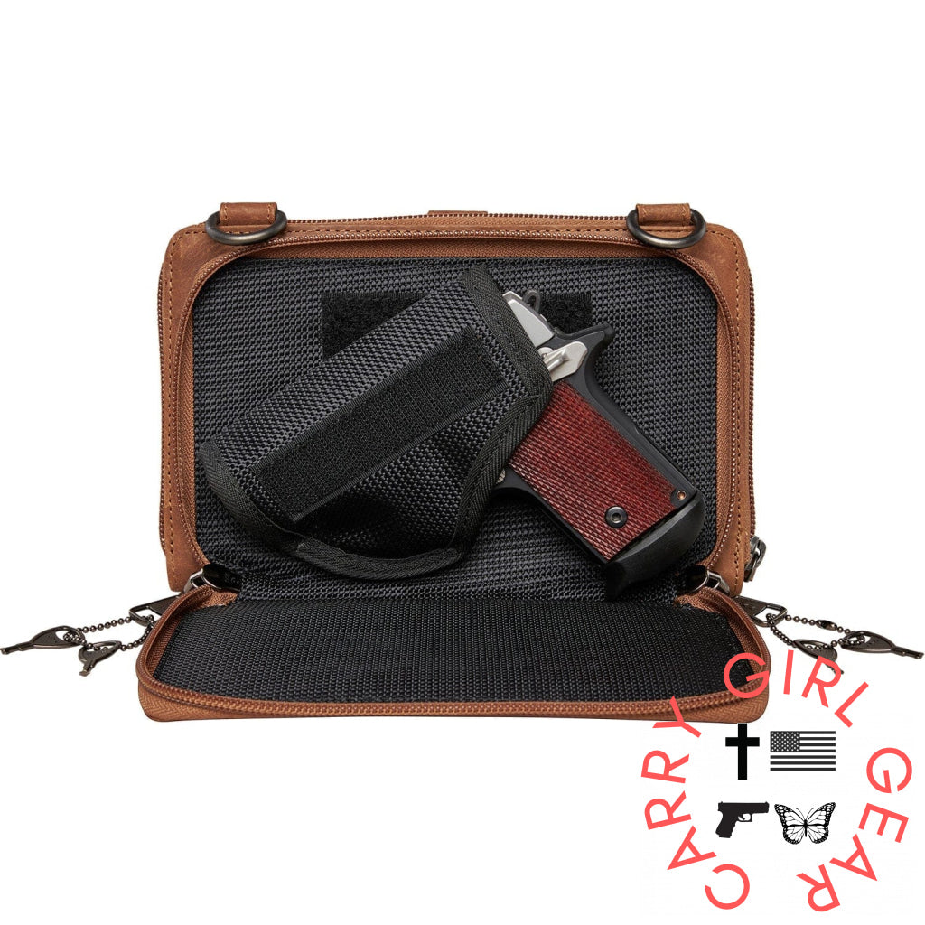 Concealed Carry Millie Leather Crossbody Organizer By Lady Conceal - Small Bags