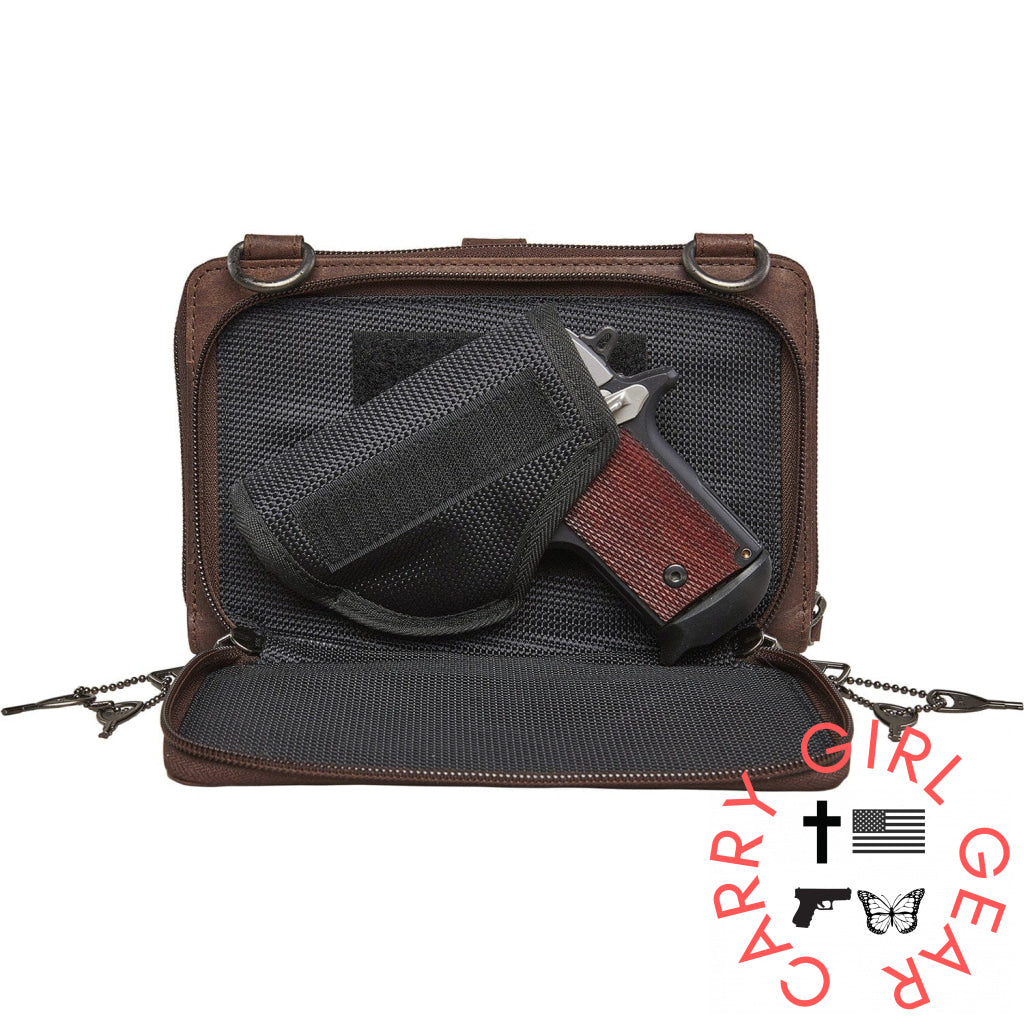 Concealed Carry Millie Leather Crossbody Organizer By Lady Conceal - Small Bags