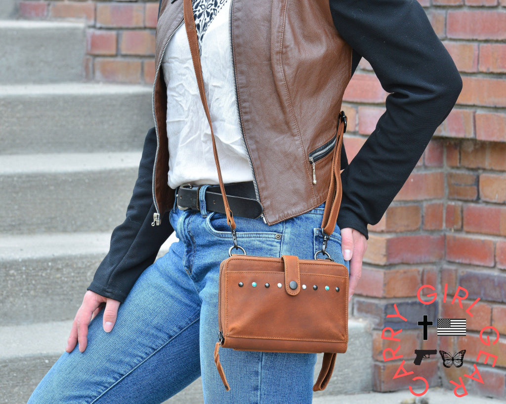Concealed Carry Millie Leather Crossbody Organizer By Lady Conceal - Small Bags