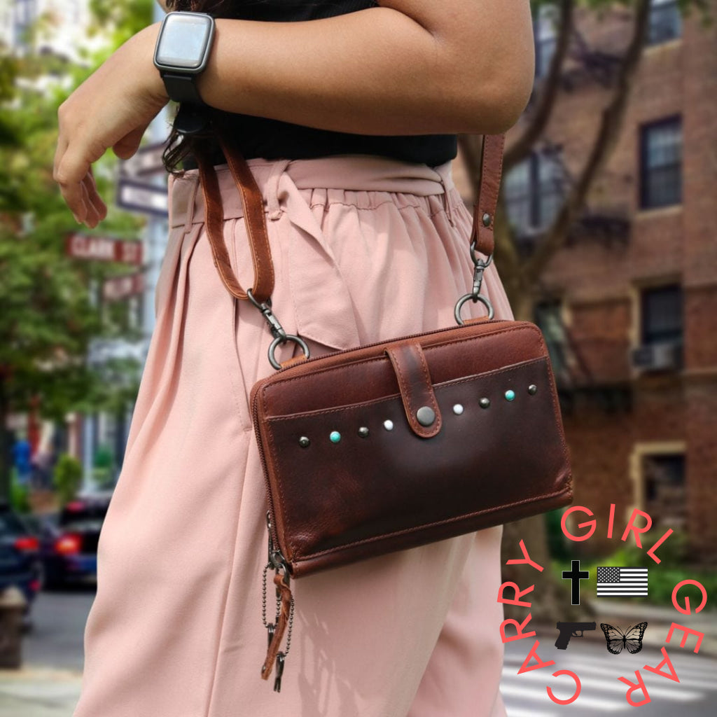 Concealed Carry Millie Leather Crossbody Organizer By Lady Conceal - Small Bags