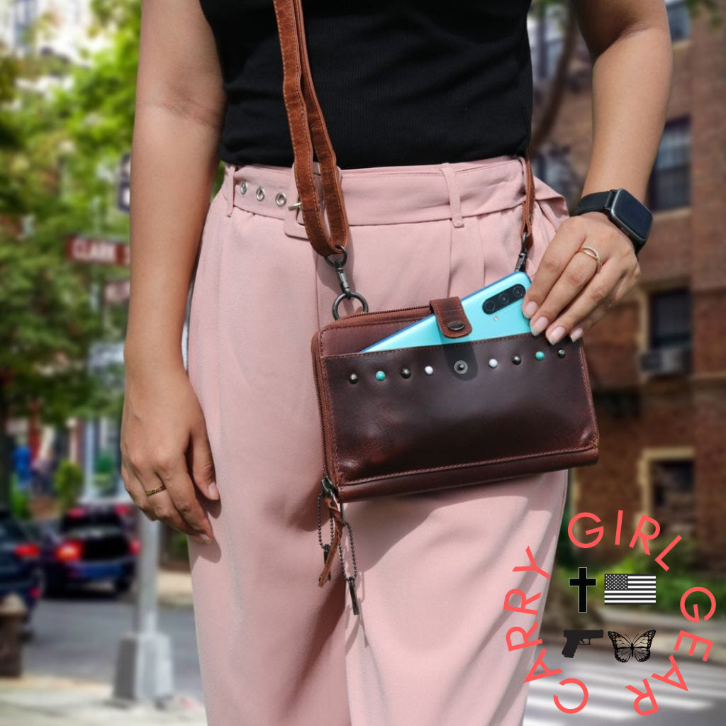 Concealed Carry Millie Leather Crossbody Organizer By Lady Conceal - Small Bags