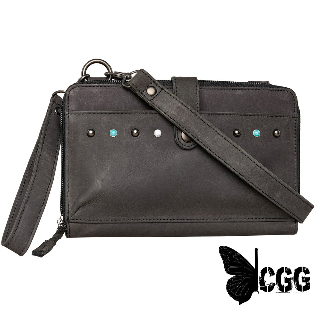 Concealed Carry Millie Leather Crossbody Organizer By Lady Conceal - Small Dusty Black Bags