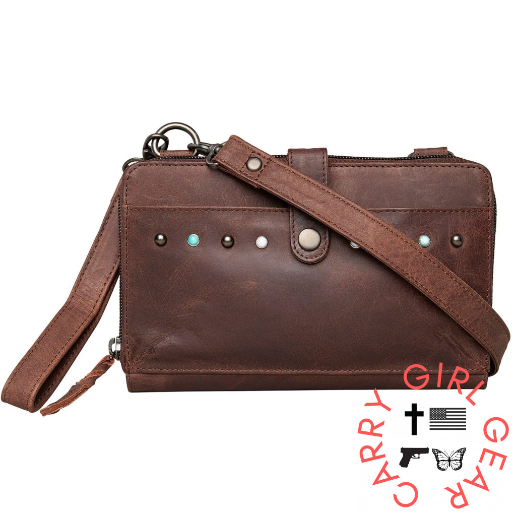 Concealed Carry Millie Leather Crossbody Organizer By Lady Conceal - Small Mahogany Bags