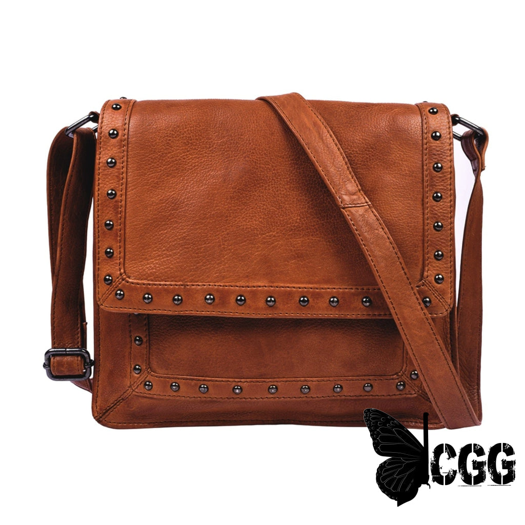 Concealed Carry Monroe Leather Crossbody By Lady Conceal Cognac Bags