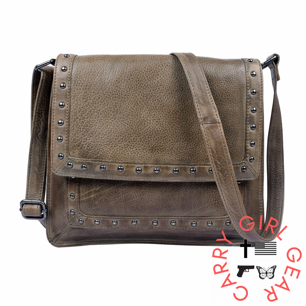 Concealed Carry Monroe Leather Crossbody By Lady Conceal Olive Bags