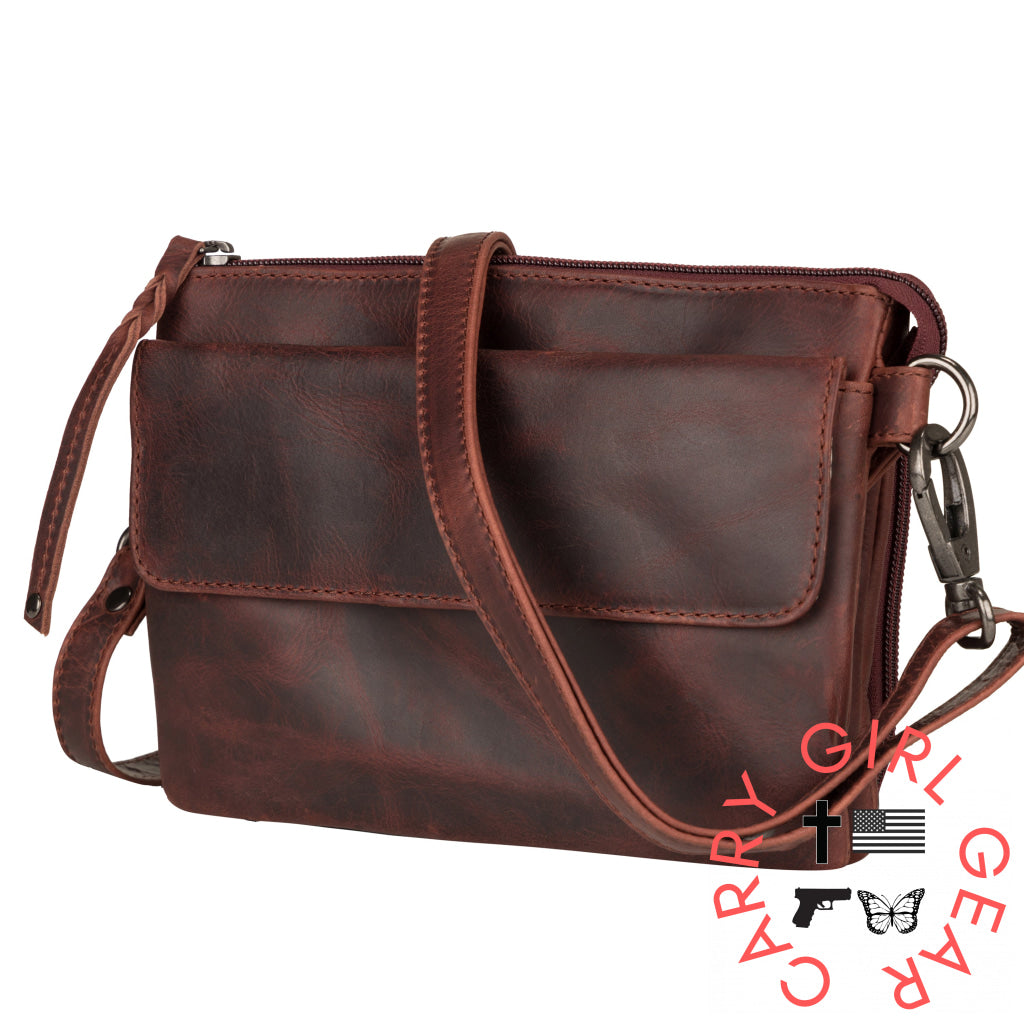 Concealed Carry Natasha Leather Crossbody By Lady Conceal Bags