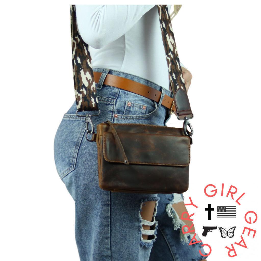 Concealed Carry Natasha Leather Crossbody By Lady Conceal Bags