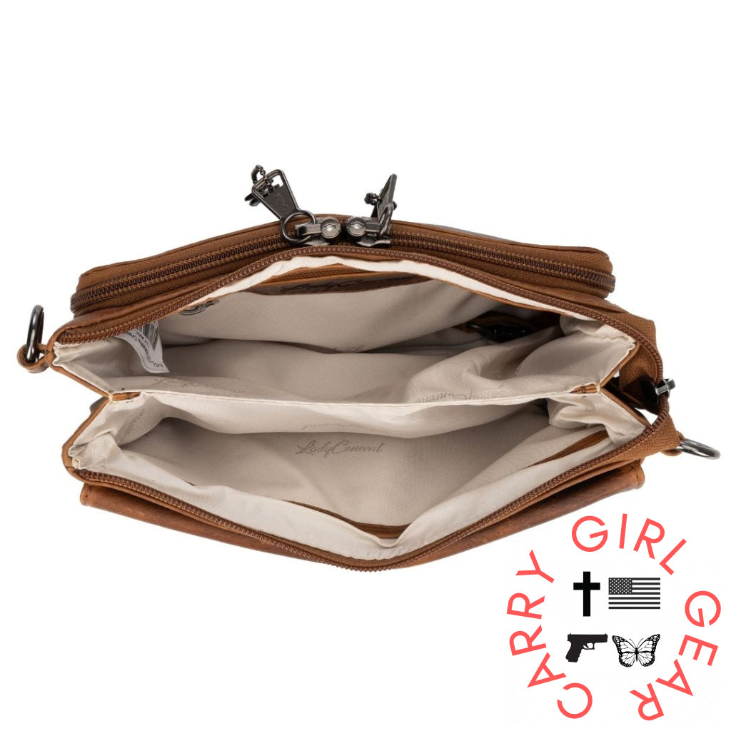 Concealed Carry Natasha Leather Crossbody By Lady Conceal Bags
