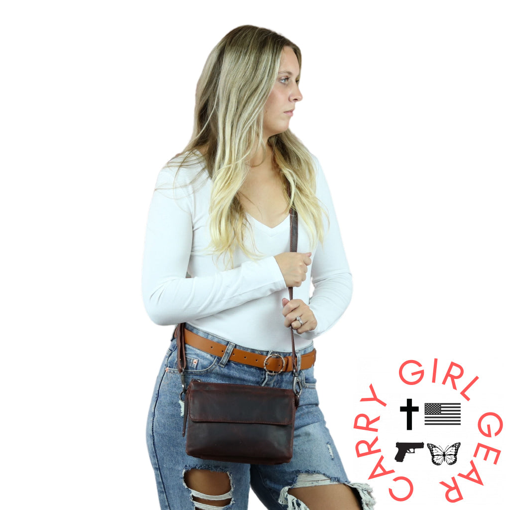 Concealed Carry Natasha Leather Crossbody By Lady Conceal Bags