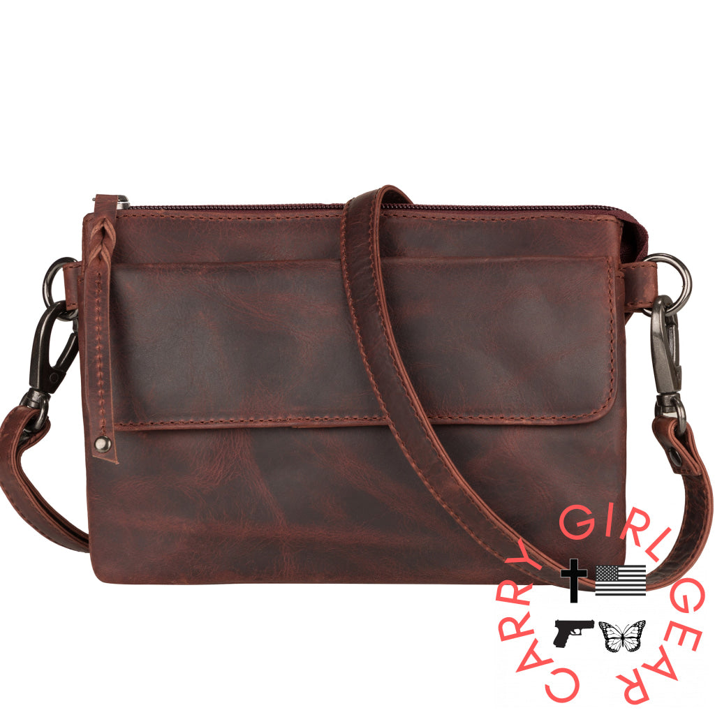 Concealed Carry Natasha Leather Crossbody By Lady Conceal Mahogany Bags