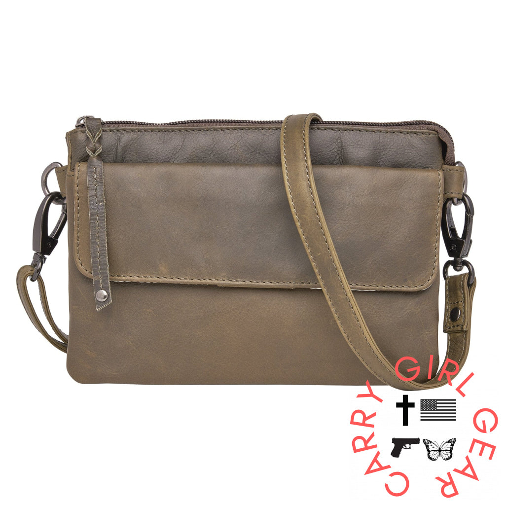 Concealed Carry Natasha Leather Crossbody By Lady Conceal Olive Bags