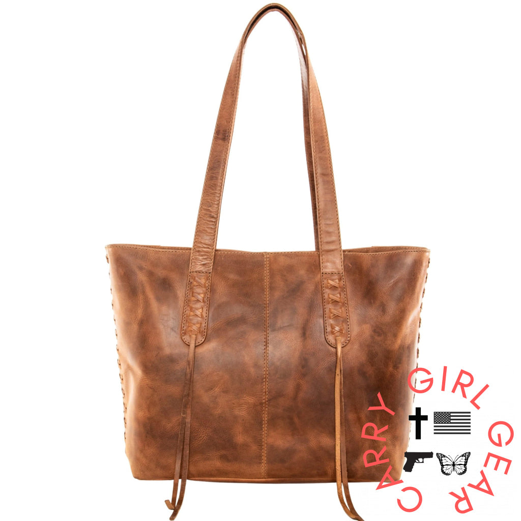 Concealed Carry Norah Leather Tote By Lady Conceal Cognac Totes