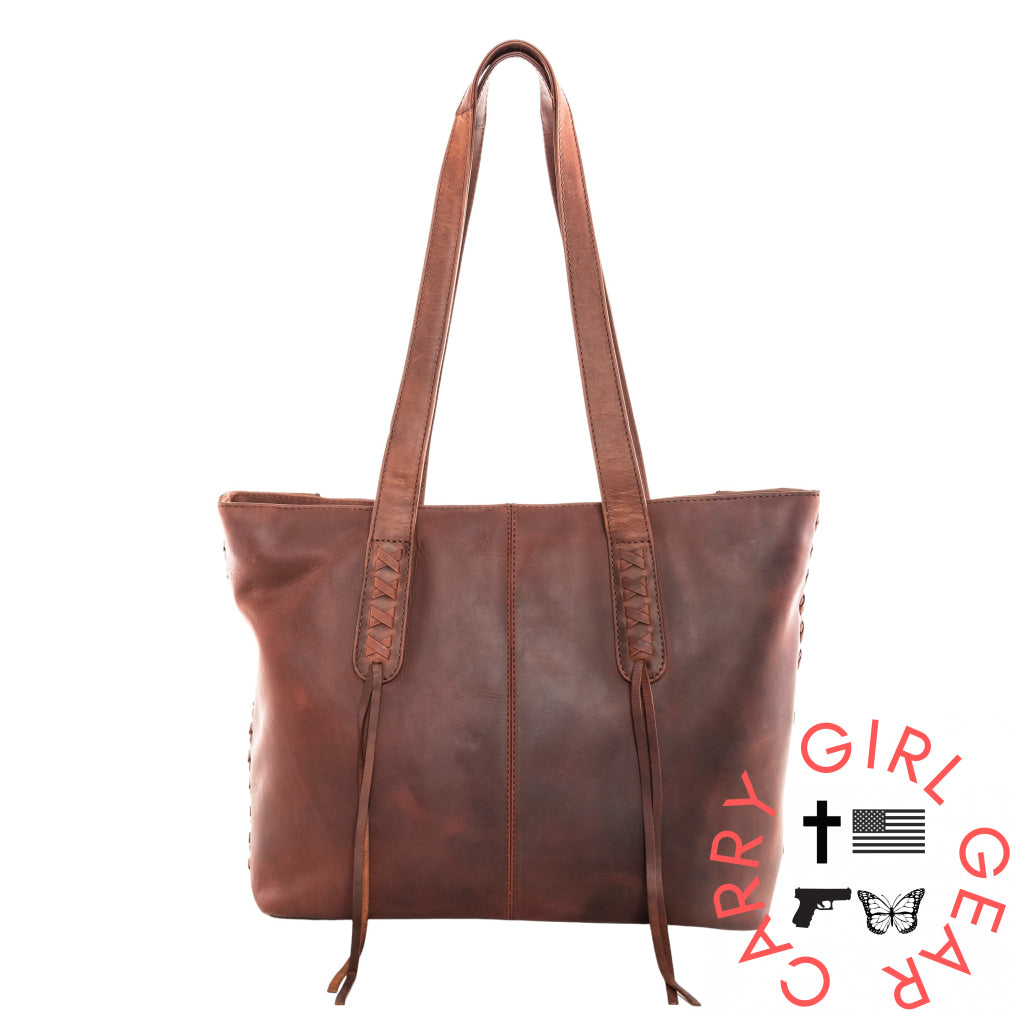 Concealed Carry Norah Leather Tote By Lady Conceal Dark Mahogany Totes