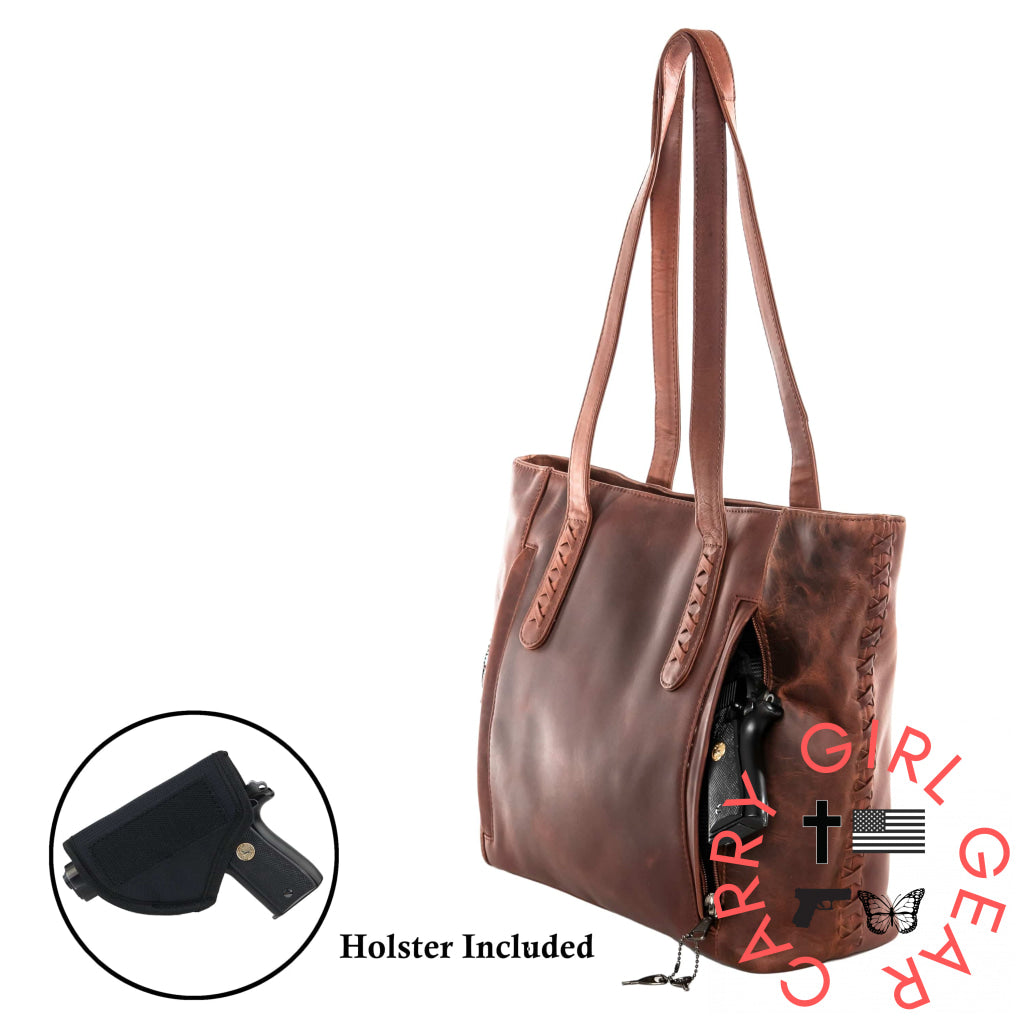 Concealed Carry Norah Leather Tote By Lady Conceal Totes