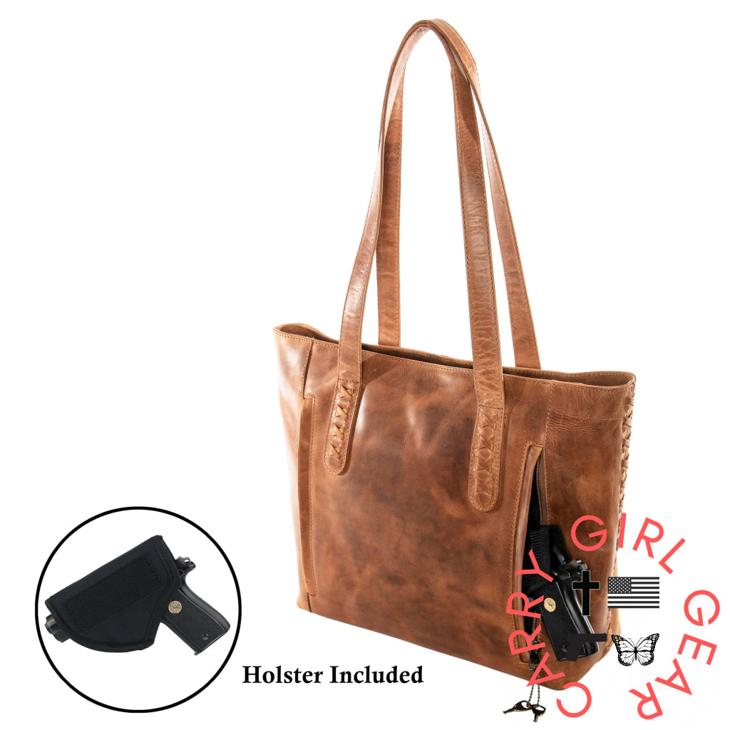 Concealed Carry Norah Leather Tote By Lady Conceal Totes