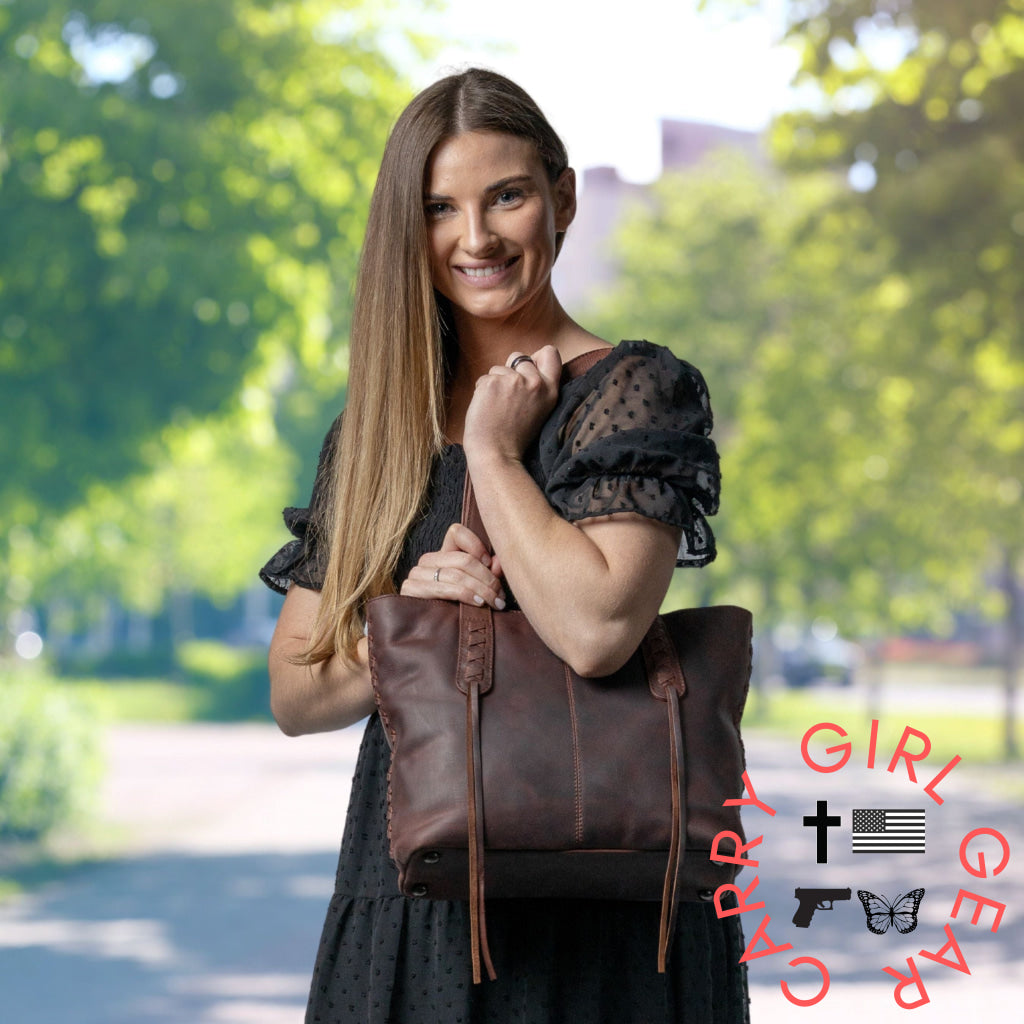 Concealed Carry Norah Leather Tote By Lady Conceal Totes