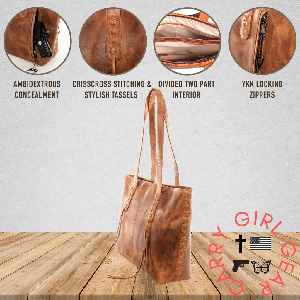 Concealed Carry Norah Leather Tote By Lady Conceal Totes