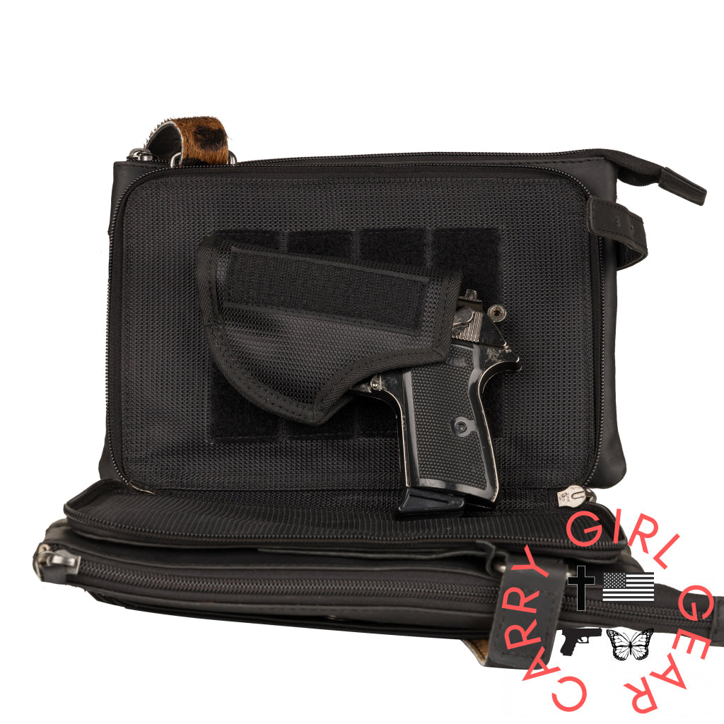 Concealed Carry Paige Hair-On Leather Crossbody By Lady Conceal Bags
