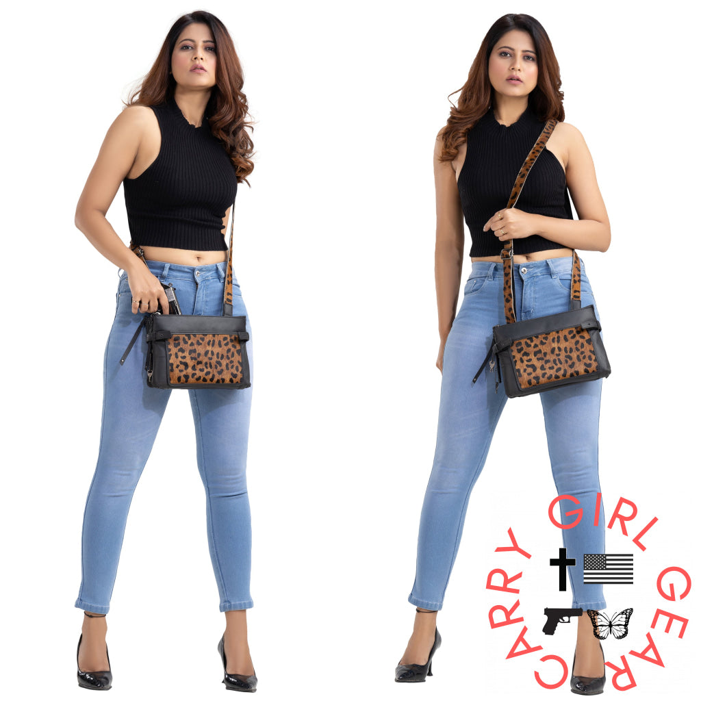 Concealed Carry Paige Hair-On Leather Crossbody By Lady Conceal Bags