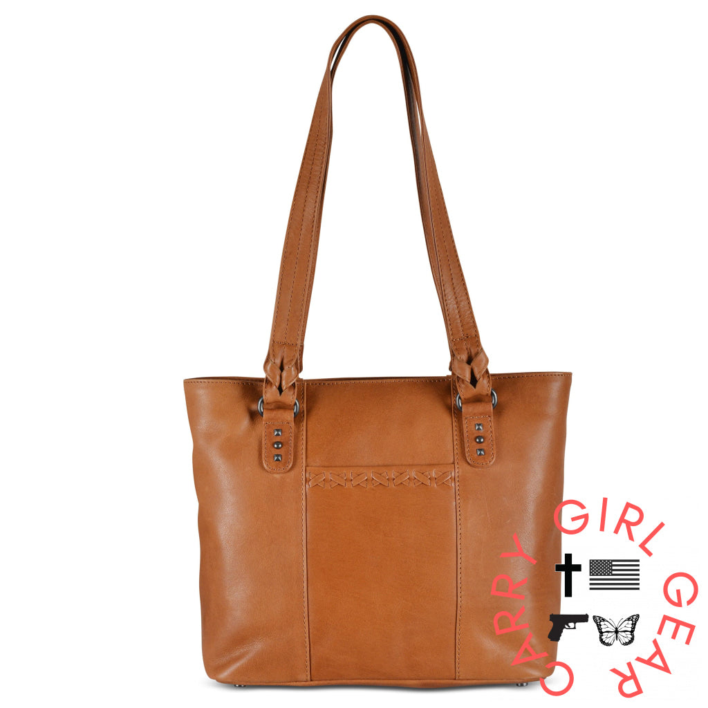 Concealed Carry Peyton Leather Tote For Women By Lady Conceal Caramel Totes