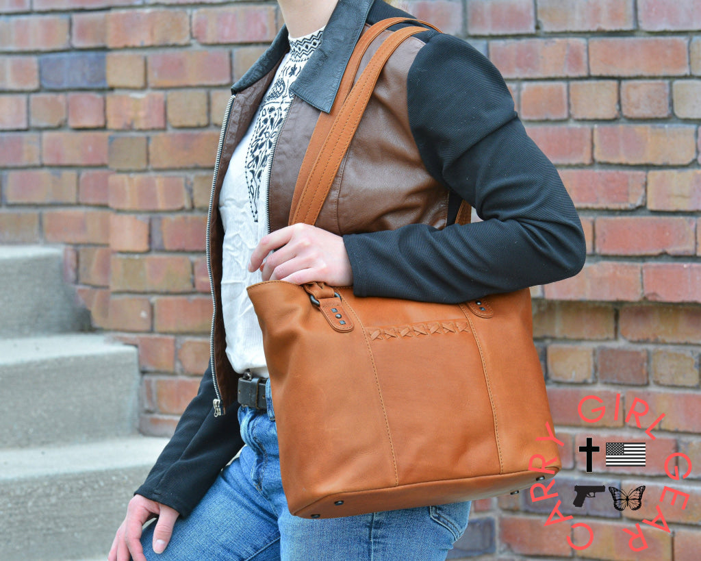 Concealed Carry Peyton Leather Tote For Women By Lady Conceal Totes