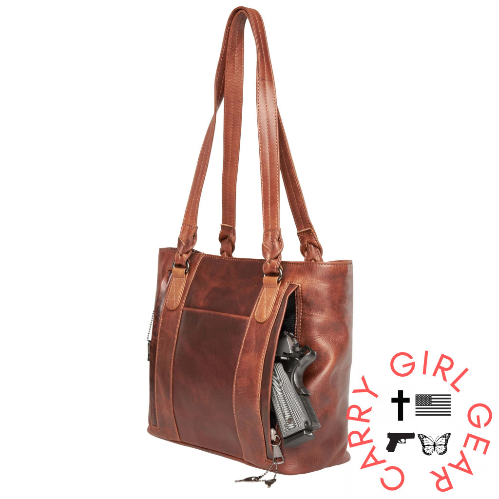 Concealed Carry Peyton Leather Tote For Women By Lady Conceal Totes