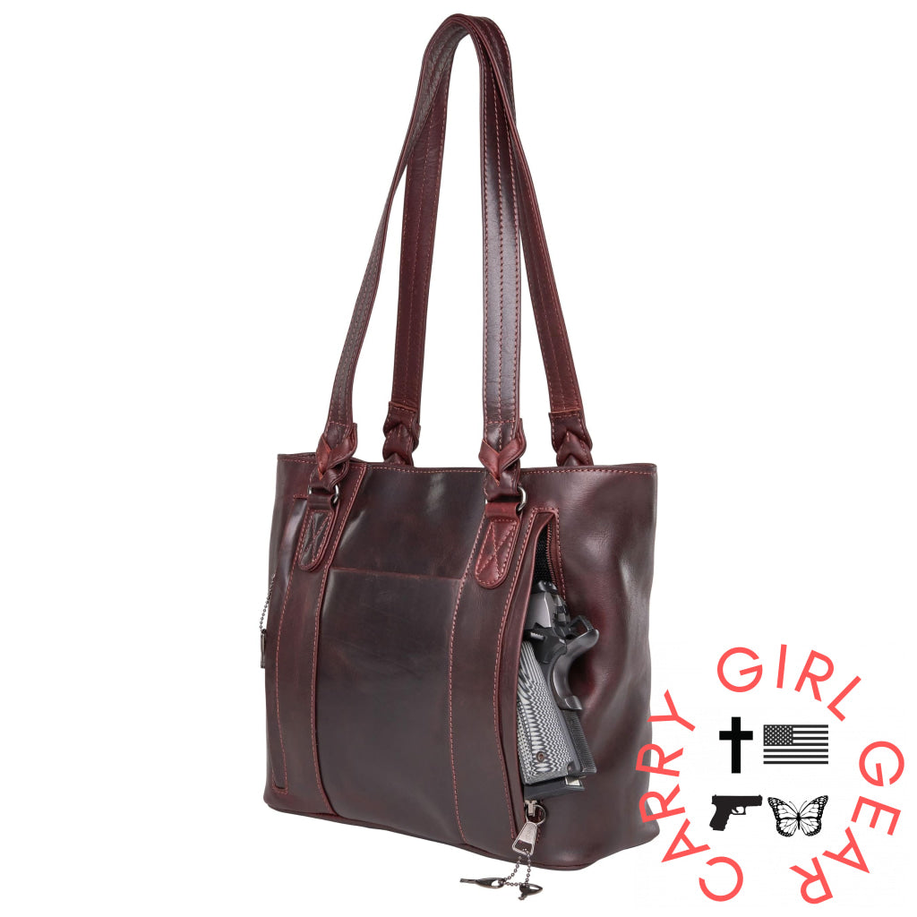 Concealed Carry Peyton Leather Tote For Women By Lady Conceal Totes