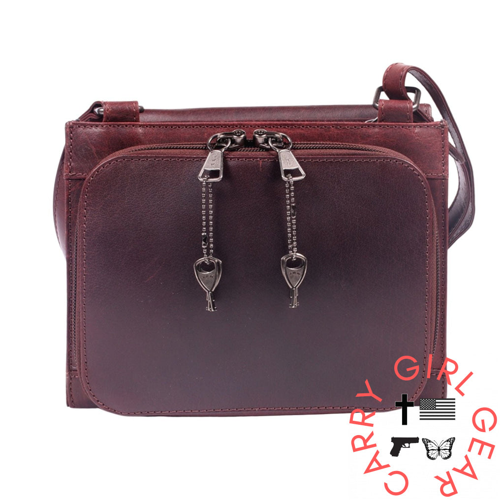 Concealed Carry Raelynn Buffalo Leather Crossbody Rfid Organizer By Lady Conceal Bags