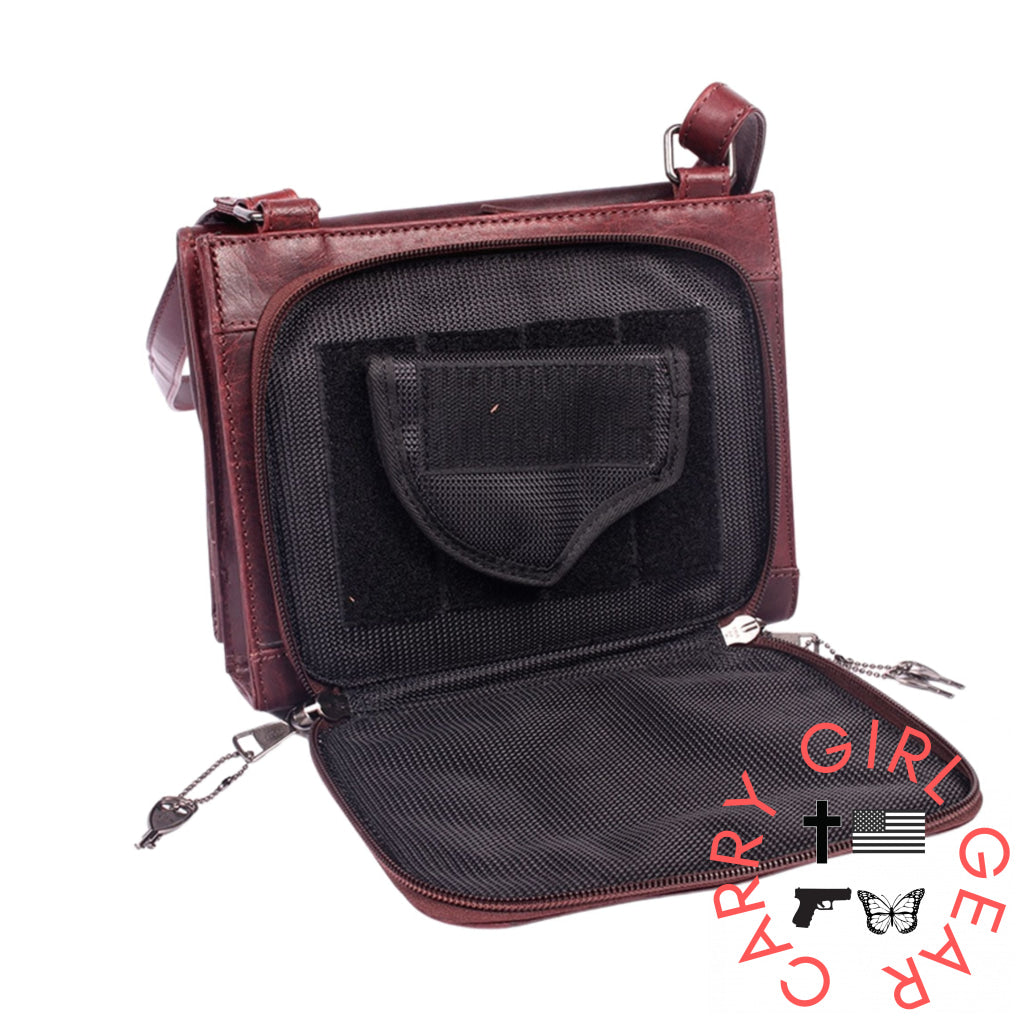 Concealed Carry Raelynn Buffalo Leather Crossbody Rfid Organizer By Lady Conceal Bags